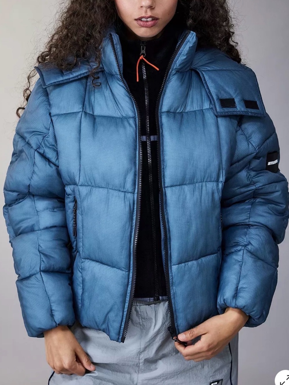Light Blue Quilted Puffer Coat